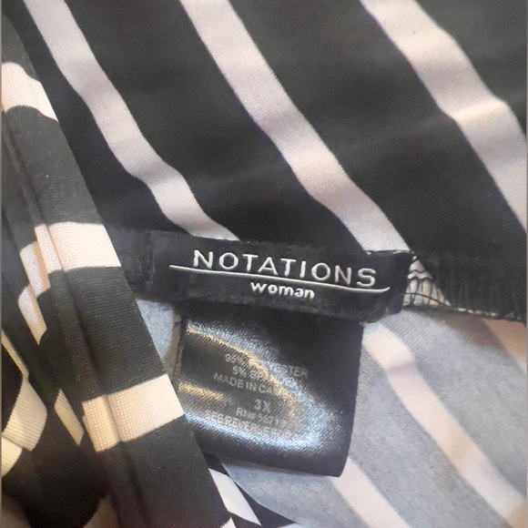 Notations black & white striped with belt spiral closure elastic waist Size 3X - Picture 4 of 4